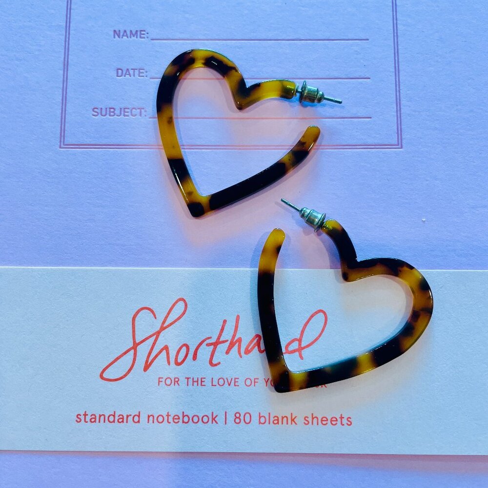 Tortoiseshell Heart Hoop Earrings
